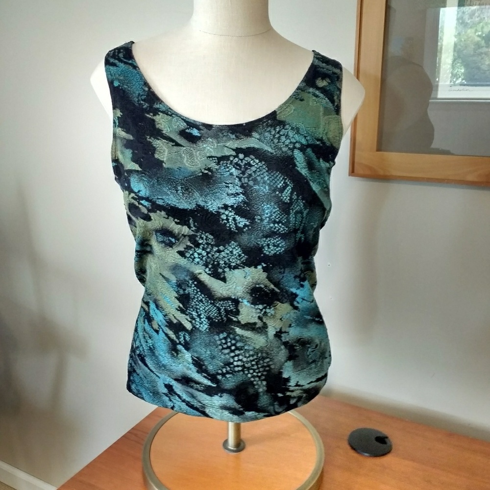 Chico's Tank, Teal/Green/Black, Size 0